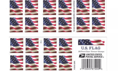 USPS US Flag 2017 Forever Stamps - Sheets of 20 1set=5Sheets Was $73.00/set - stampworldstore