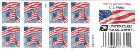 USPS U.S Flag 2022 Forever Stamps 1set=5Sheets Was $73.00/set - stampworldstore