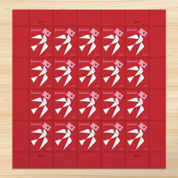 2024 Carrier pigeon love forever stamps 1set=5Sheets Was $73.00/set - stampworldstore