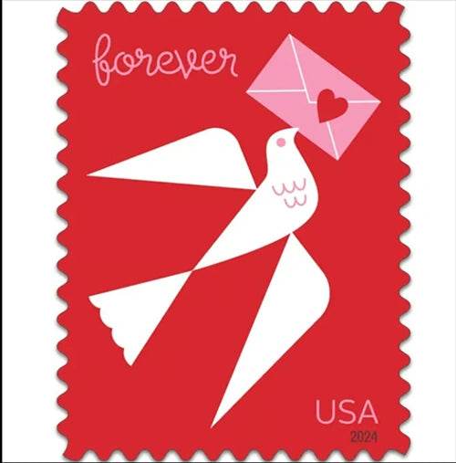 2024 Carrier pigeon love forever stamps 1set=5Sheets Was $73.00/set - stampworldstore