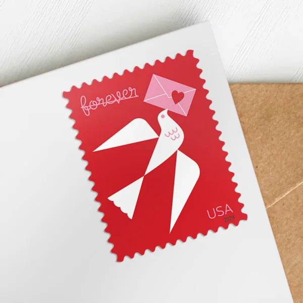 2024 Carrier pigeon love forever stamps 1set=5Sheets Was $73.00/set - stampworldstore